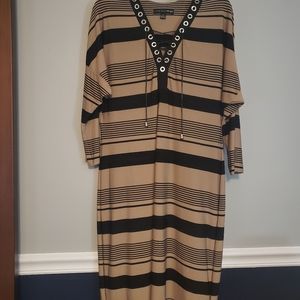 Black and Tan Striped Dress by Madison Leigh Sz 12